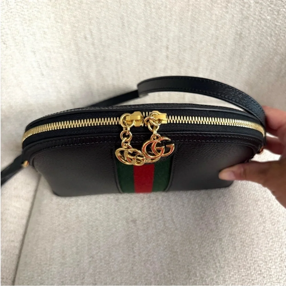 Authentic Gucci Ophedia Dome crossbody bag black leather